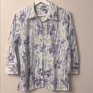 Joanna Purple and Green Casual Button Down Shirt